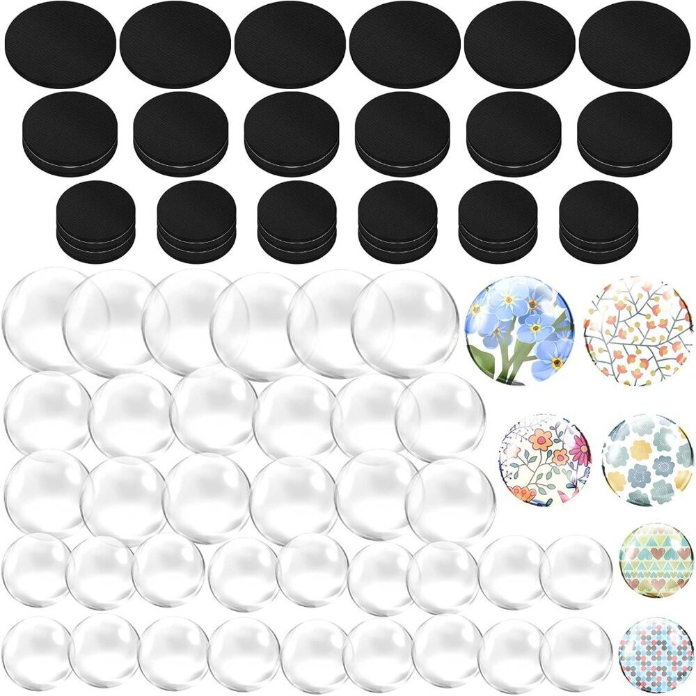 72 Pieces Craft Magnets Glass Ceramic Ferrite Magnet with Adhesive Backing and T